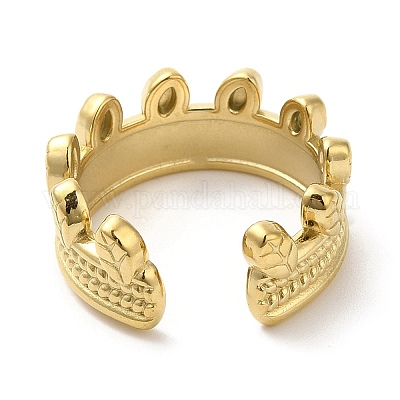 Кольцо-манжета из нержавеющей стали 304 в форме листа для женщин RJEW-I098-14G-1