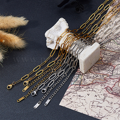 10 шт. 2 цвета 316l хирургическая нержавеющая сталь цепочка-скрепка ожерелье NJEW-DC00010-1