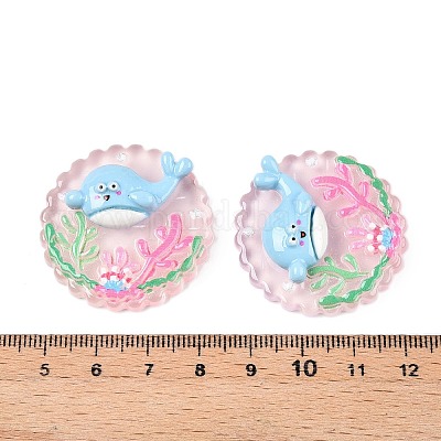 Плоские круглые кабошоны из смолы на тему океана CRES-T025-02C-1