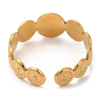 Открытое манжетное кольцо из нержавеющей стали 304 RJEW-K248-03G-1