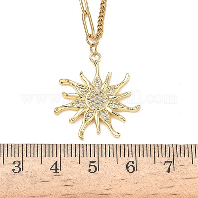 Ожерелья с подвесками из нержавеющей стали 304 с микропаве из прозрачных кубических цирконий для женщин NJEW-Z103-01G-08-1