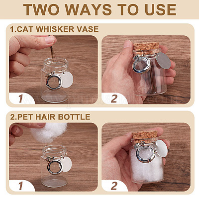 2 шт. прозрачные стеклянные пустые бутылки с подвесками в виде отпечатков лап в виде сердечек и медальонов AJEW-DR00039-1