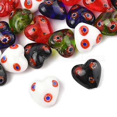 24шт 5 цвета стеклянные бусины Миллефиори ручной работы LAMP-FS0001-36-1