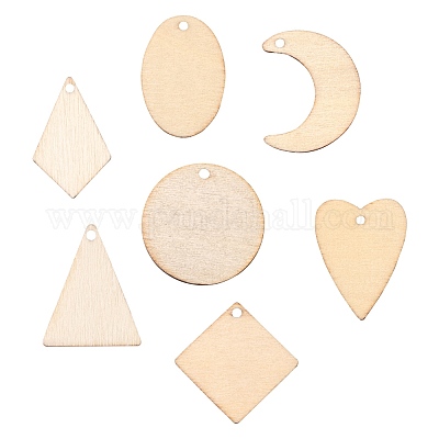 70шт 7 стиля незавершенные натуральные подвески из тополя WOOD-LS0001-21-1