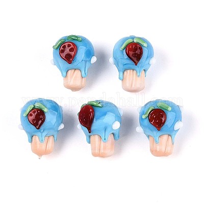 Бусины ручной работы в технике лэмпворк с неровностями LAMP-T022-06C-1