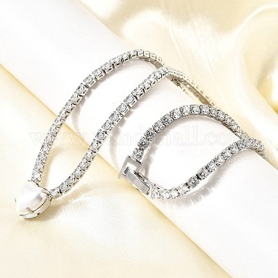 Теннисные ожерелья с прозрачными кубическими цирконами и латунным паве NJEW-K287-02P-1