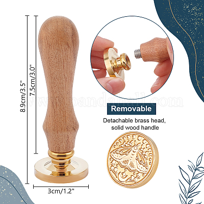 Латунная восковая печать штамп с ручкой AJEW-WH0184-0492-1