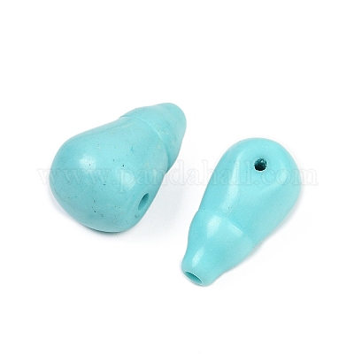 Окрашенные синтетические бирюзовые бусины гуру с 3 отверстием G-C198-01A-03-1