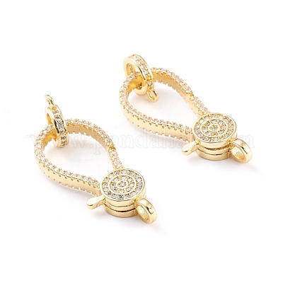 Латунная застежка-клешня с микропейвом из прозрачного кубического циркония ZIRC-I043-35G-1