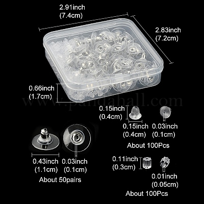 300шт 3 стильные латунные и пластиковые ушные гайки FIND-YW0002-17P-1