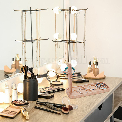 Деревянная башня-держатель для украшений с подносом ODIS-WH0078-59-1