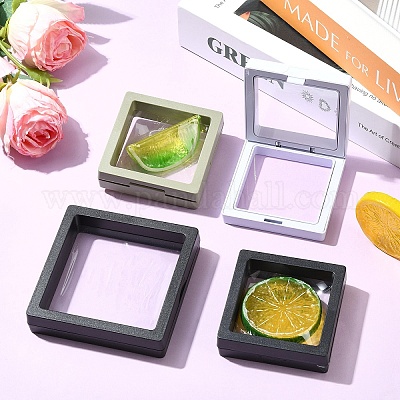 8 шт. 4 стиля квадратная прозрачная полиэтиленовая тонкая пленка подвесная коробка для ювелирных изделий&nbsp;CON-YW0001-98-1