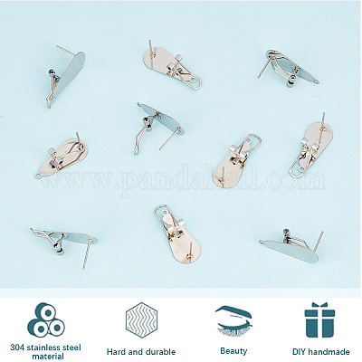 10 шт. фурнитура для сережек-гвоздиков из нержавеющей стали 304 STAS-SP0001-88B-P-1