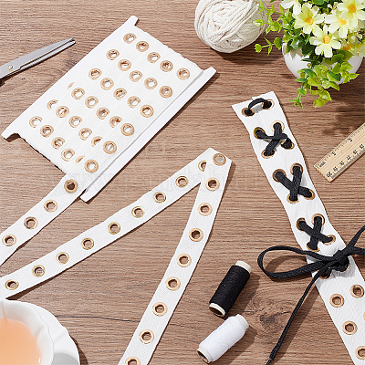 1-прядный хлопковый шнур с латунными люверсами с золотым напылением DIY-WH0304-640-1