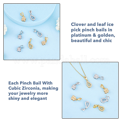 8 шт. 4-х стилевые латунные микрофибровые скобы для ледоруба с кубическим цирконием FIND-FH0005-91-1