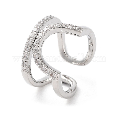 Кольца-манжеты из латуни с микропаве из кубического циркония RJEW-D025-10P-1