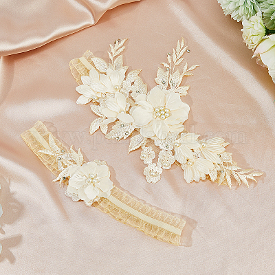 Кольцо на ногу с цветочной подвязкой из полиэстера AJEW-WH0471-09B-1