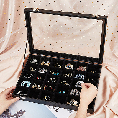 Коробки для презентаций ювелирных изделий из искусственной кожи с 30 слотом VBOX-WH0003-18-1