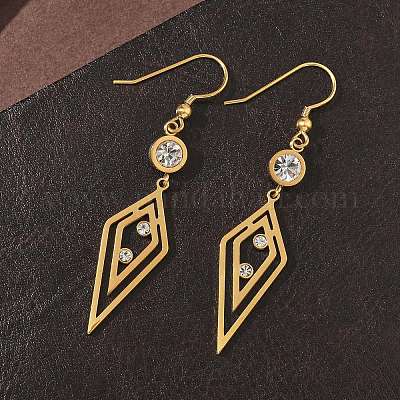 Серьги-подвески в форме ромба из нержавеющей стали 304 EJEW-Z129-10G-1