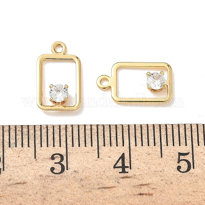 Прямоугольные подвески из латуни с микропаве из кубических цирконий KK-Z136-04G-1