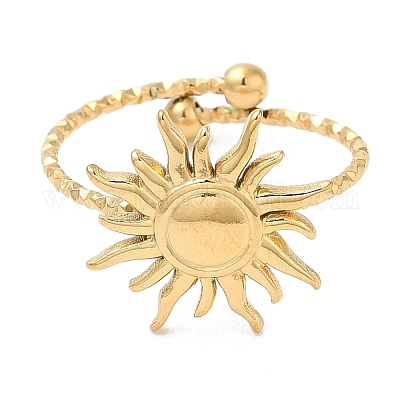 Ионное покрытие(ip) 304 нержавеющая сталь солнце открытое кольцо-манжета для женщин RJEW-M149-08G-1