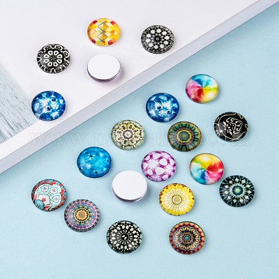 Мозаика печатных стакан наполовину круглый / купольные кабошоны X-GGLA-N004-16mm-G-1