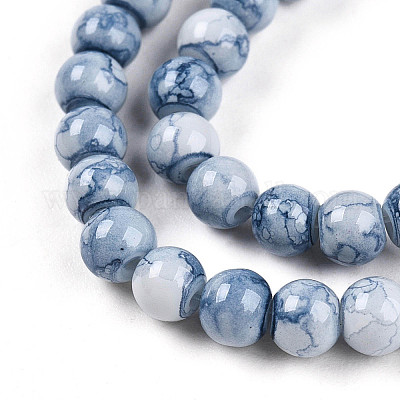 Выпечка окрашенные стеклянные бусины пряди X1-DGLA-N003-4mm-C07-1