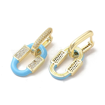 Овальные серьги-кольца из латуни с покрытием из настоящего золота 18 карат EJEW-L268-041G-03-1