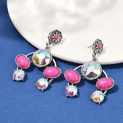 Серьги-гвоздики из сплава синтетической бирюзы EJEW-U053-08AS-1