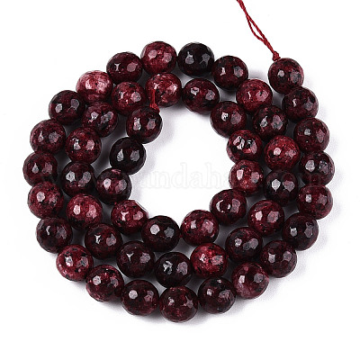 Окрашенные природные белый нефрит бисер пряди G-T139-8mm-60-03-1