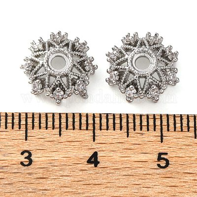 Колпачки для бусин из прозрачного кубического циркония из латуни KK-K378-44P-1