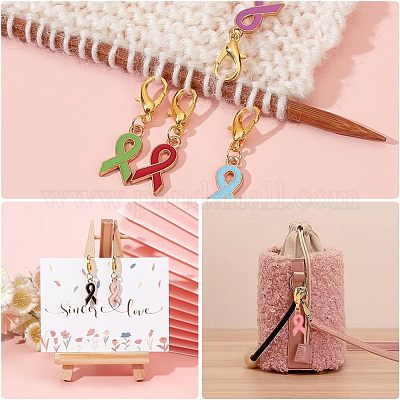 Сплав эмаль осведомленность лента подвеска украшения AJEW-NB0003-74-1