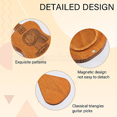 1 набор деревянных держателей для медиаторов в форме гитары с магнитными застежками CON-CA0001-026-1