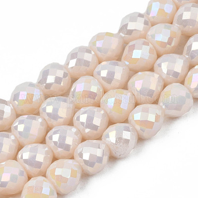 Гальванизировать непрозрачные сплошной цвет стеклянные бусы пряди EGLA-N002-26-B-1