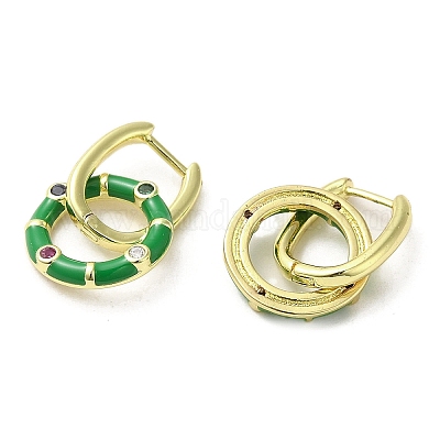 Серьги-кольца с настоящим позолоченным латунным кольцом 18 карат EJEW-L268-019G-01-1