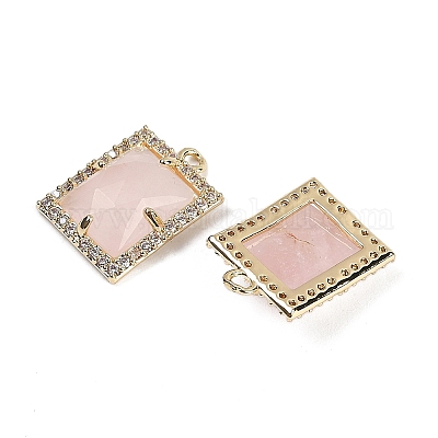 Подвески из натурального розового кварца с огранкой в форме прямоугольника G-I375-05G-09-1