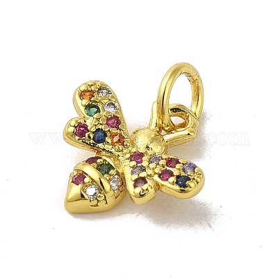 Подвески из настоящей 18-каратной позолоченной латуни с фианитами KK-M283-04D-02-1