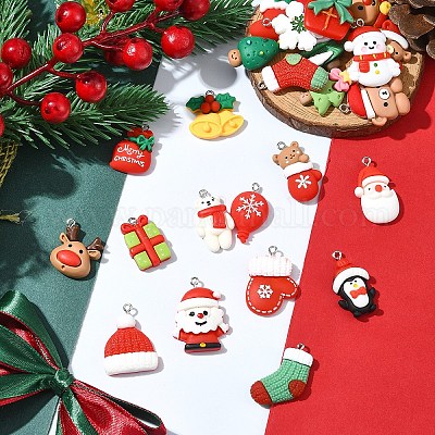 26шт 26 стиля рождественская тема непрозрачные подвески из смолы RESI-FS0001-74-1