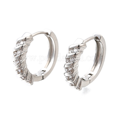 Латунные серьги-кольца из прозрачного кубического циркония EJEW-Z121-13P-1