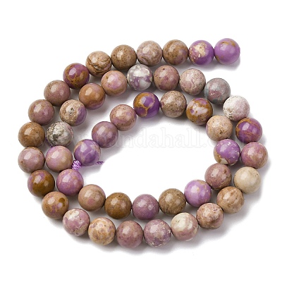 Натуральный лепидолит / пурпурный слюдяный камень бисер пряди G-K401-A01-8mm-1