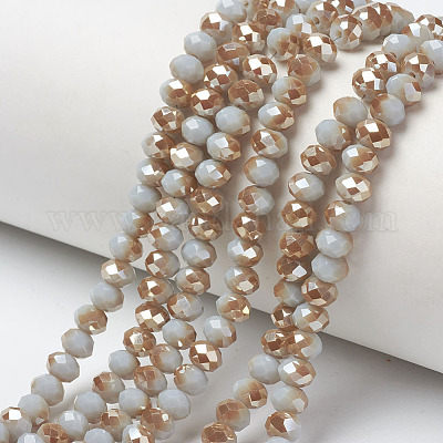 Гальванизировать непрозрачные сплошной цвет стеклянные бусы пряди EGLA-A034-P4mm-K10-1