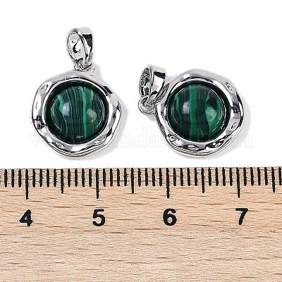 Синтетические малахитовые плоские круглые подвески KK-U043-42G-D-1
