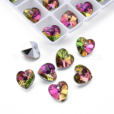 Стеклянные подвески с гальваническим покрытием сердца EGLA-N006-012C-1