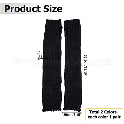 2 пара длинных перчаток без пальцев из полиэстера двух цветов&nbsp;AJEW-HS0001-22-1