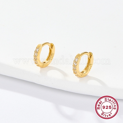 925 женская серьга-кольцо из стерлингового серебра с микропаве из циркония EJEW-F317-10G-1