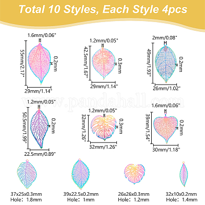 40 шт. 10 стиля ионного покрытия (IP) 201 нержавеющая сталь филигранные большие подвески STAS-PH0005-51-1