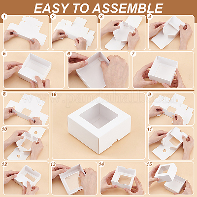 Квадратные подарочные коробки для хранения крафт-бумаги CON-WH0095-100B-01-1