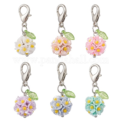 Подвесные украшения из искусственной жемчуга в виде цветка HJEW-MZ00380-1