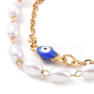 Многорядные браслеты из нержавеющей стали 304 с вакуумным покрытием PVD BJEW-E054-01G-E-1