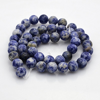 Натуральные синие пятна яшмы круглых нитей из бисера G-N0120-48-8mm-1